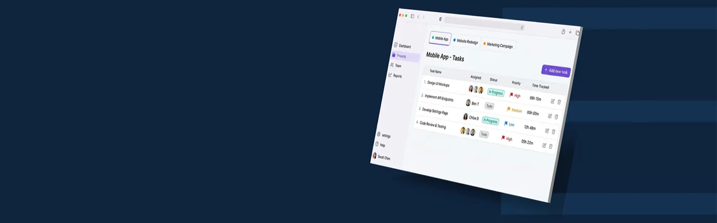 Project management dashboard interface — remote team management software by Aligned Tech